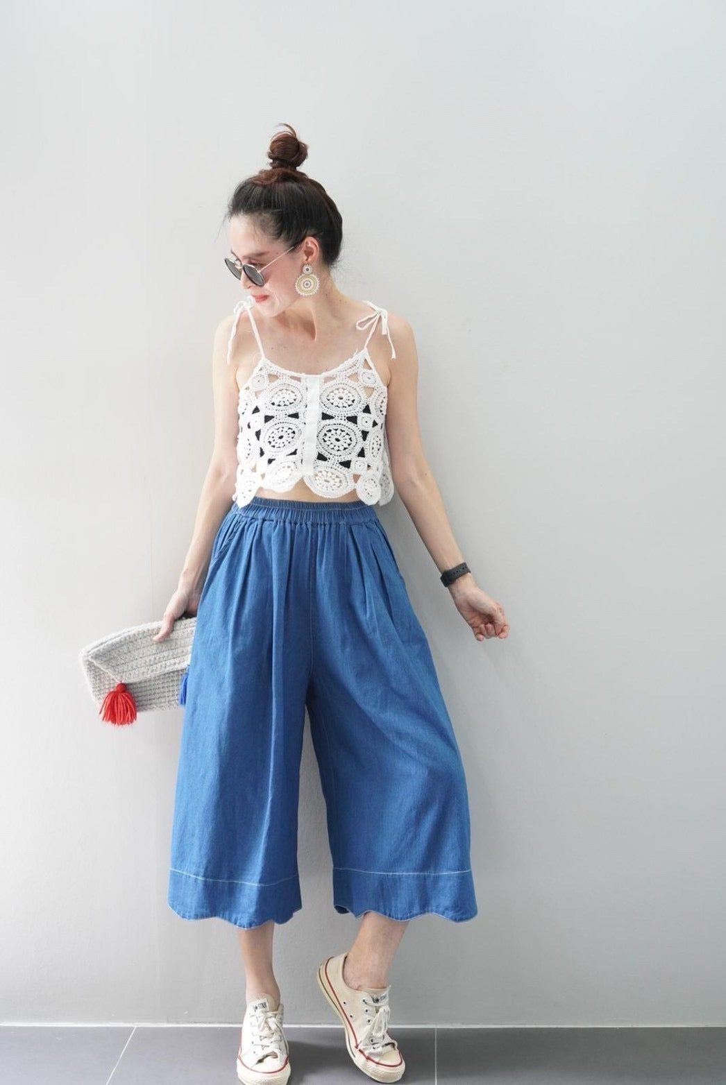 Scallop Denim Culottes