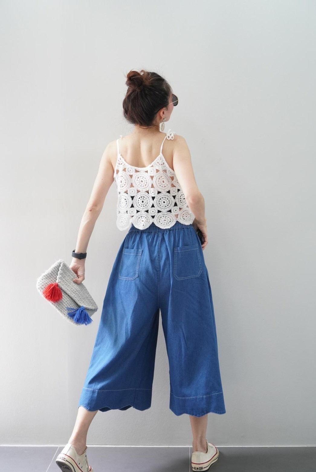 Scallop Denim Culottes