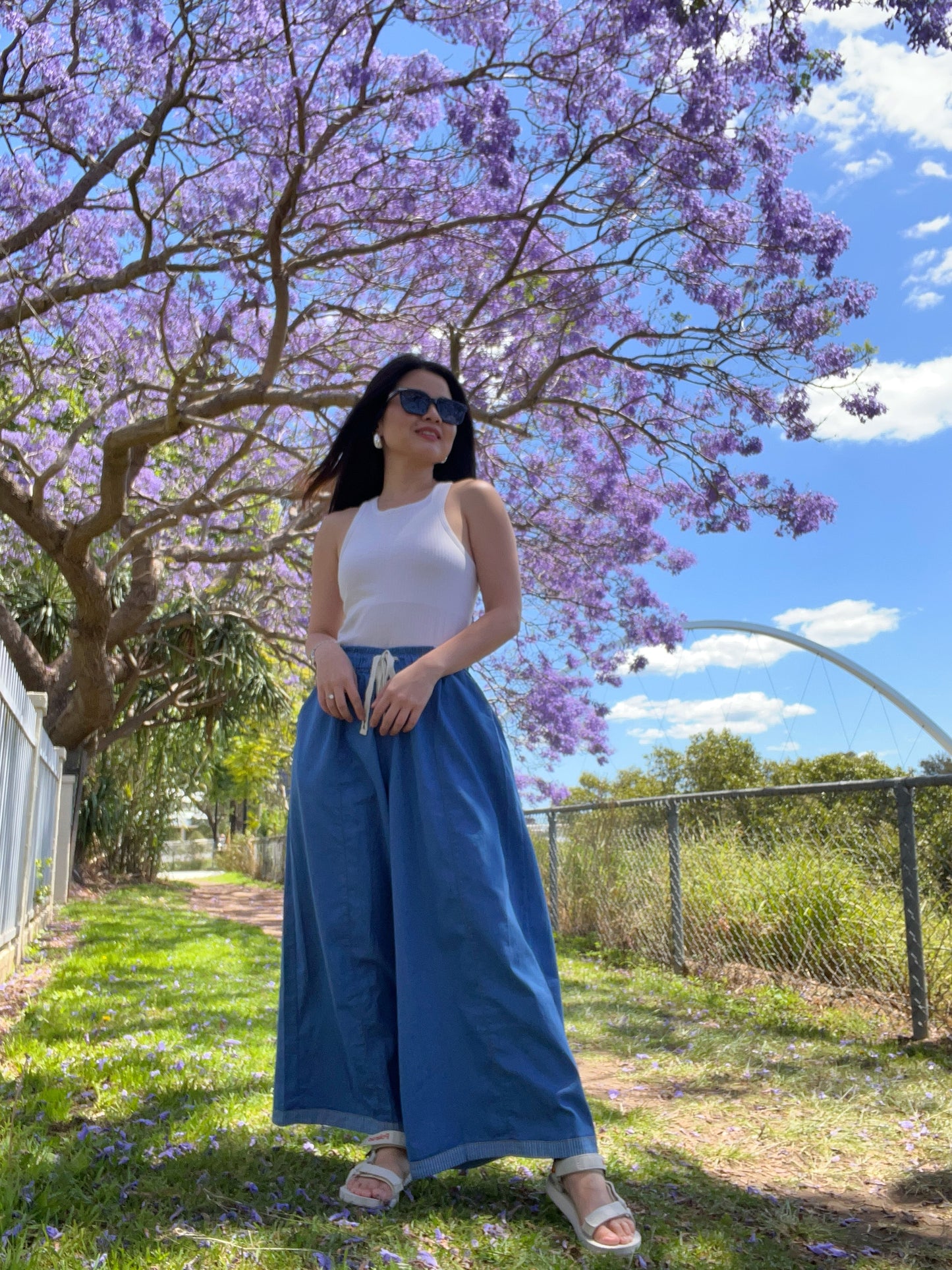 Disa Wide-leg Denim Pants