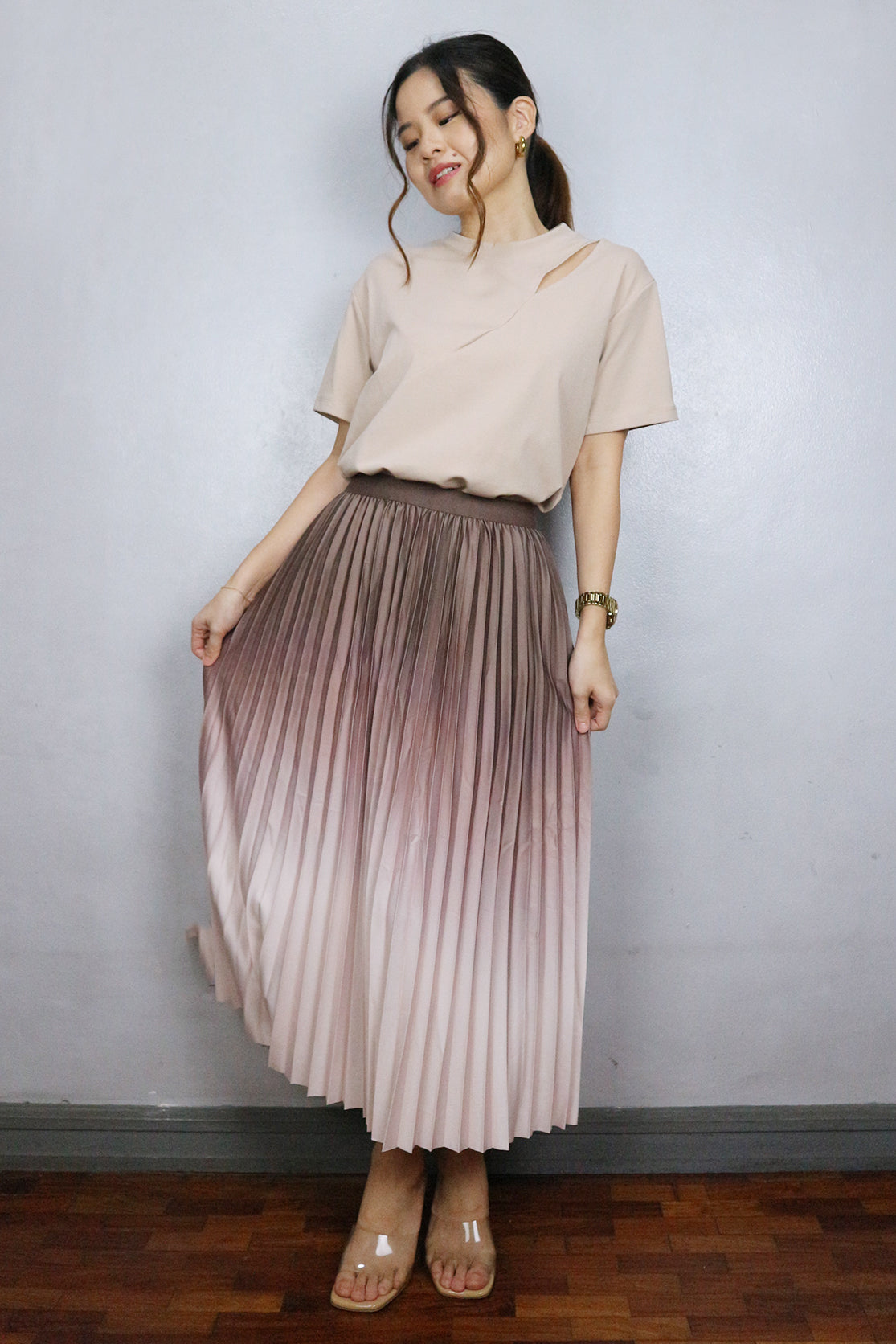 Ombre Pleated Skirt