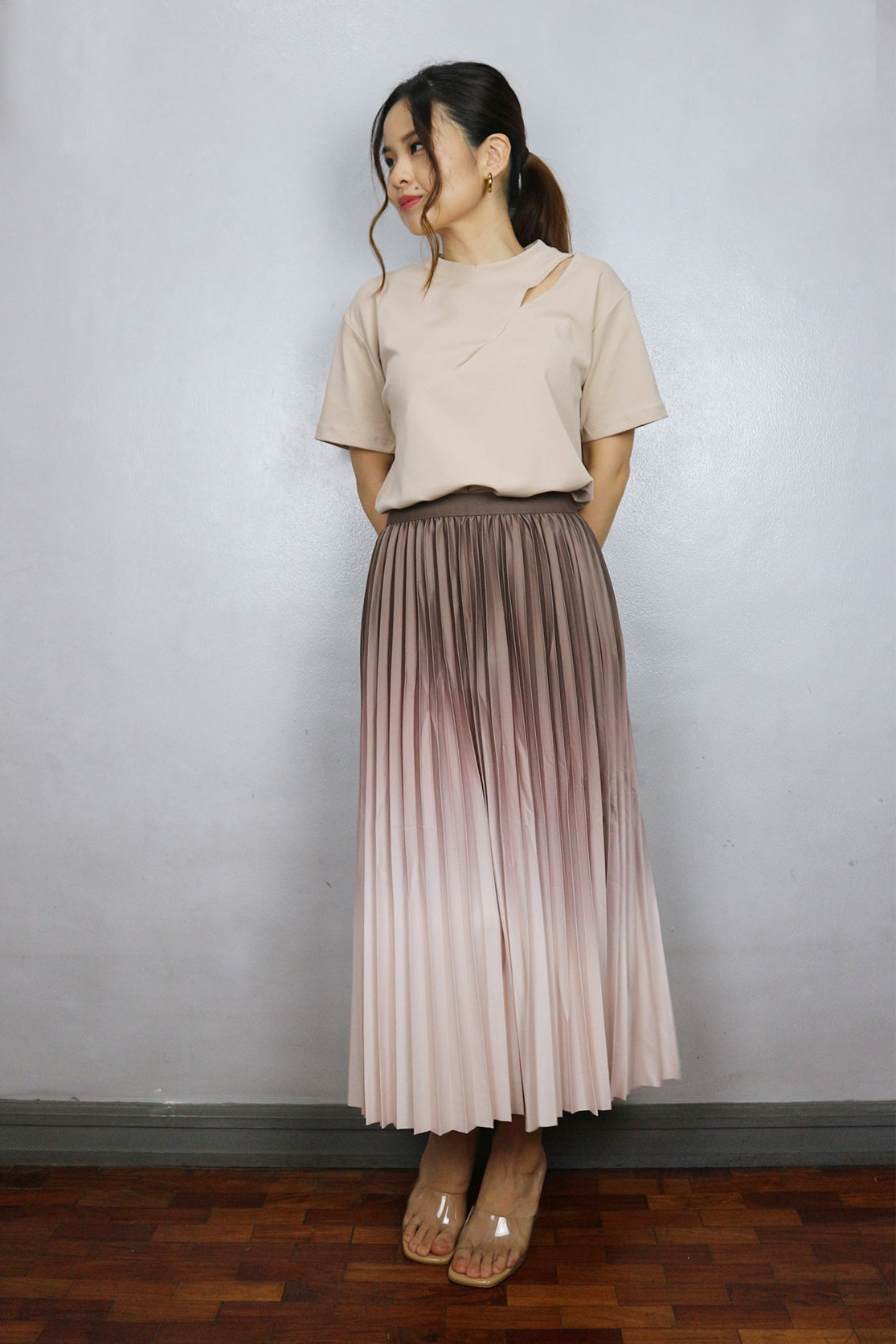 Ombre Pleated Skirt