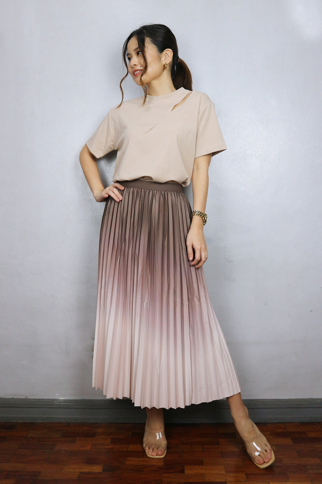 Ombre Pleated Skirt