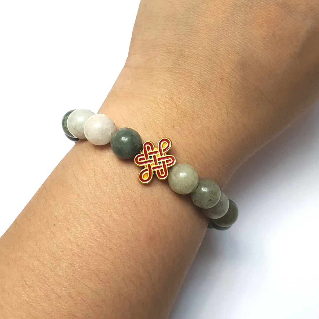 Gems Burmese jade with infinity knot gemstone bracelet