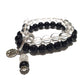 Gems Onyx and Clear Quartz double layer gemstone bracelet