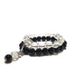 Gems Onyx and Clear Quartz double layer gemstone bracelet