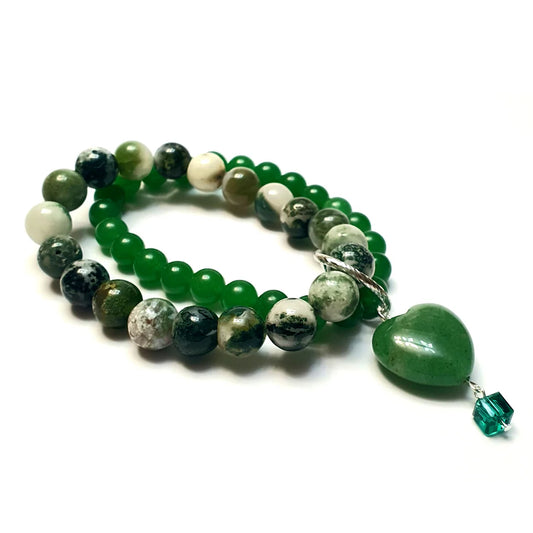 Gems Aventurine and Tree Agate Double Layer