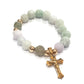 Gems Lotus jade rosary bracelet in 10K spacers and stainless Cross