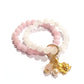 Gems Madagascar Rose quartz and rainbow moonstone double layer combination bracelet