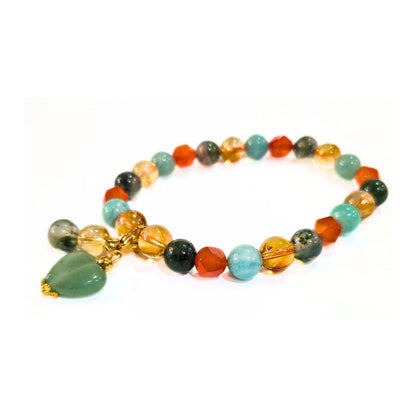 Gems Health and Wealth Combo - Amazonite, Citrine, Moss Agate, and Red Agate with Charm