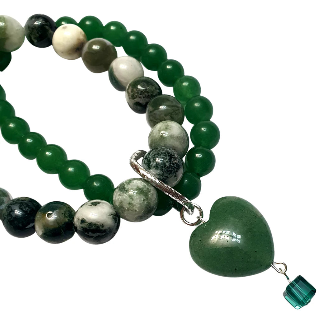 Gems Aventurine and Tree Agate Double Layer