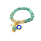 Gems Rutilated Quartz and Amazonite with Evil Eye and Mermaid's Tail Charm