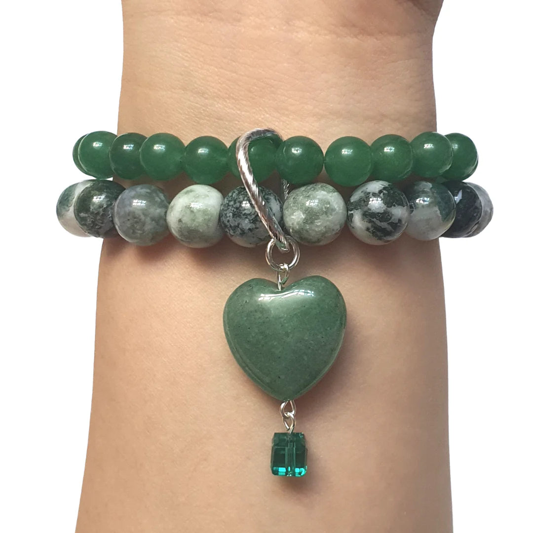 Gems Aventurine and Tree Agate Double Layer