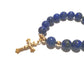 Gems Lapis Lazuli rosary bracelet in 10K spacers and stainless Cross