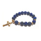 Gems Lapis Lazuli rosary bracelet in 10K spacers and stainless Cross