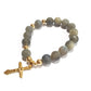 Gems Labradorite Rosary in 10K spacers with Stainless Cross