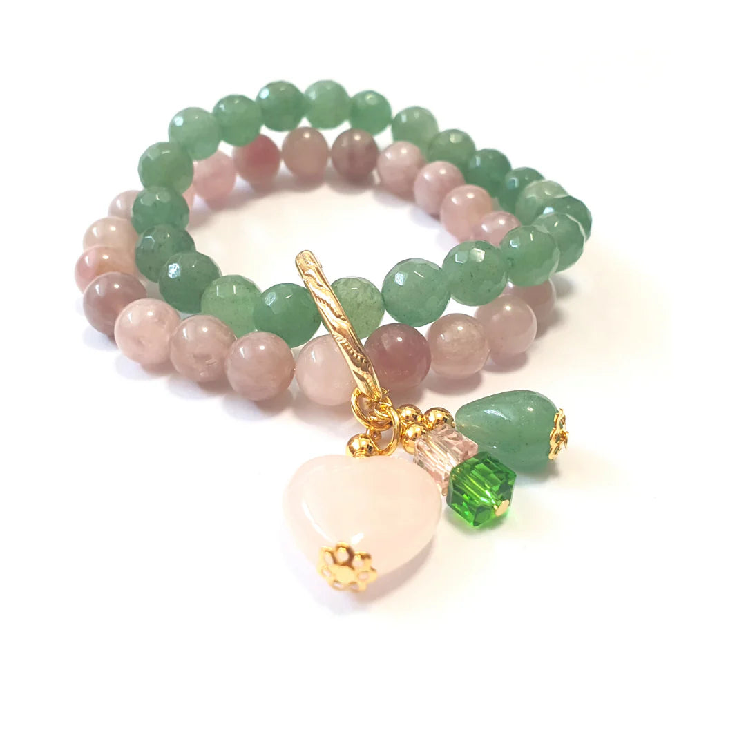 Gems Aventurine and Rose Quartz Double Layer