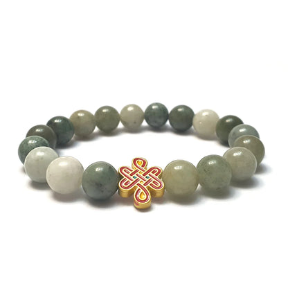 Gems Burmese jade with infinity knot gemstone bracelet