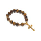 Gems Tiger Eye Rosary bracelet in 10K spacers and stainless Cross