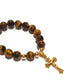 Gems Tiger Eye Rosary bracelet in 10K spacers and stainless Cross