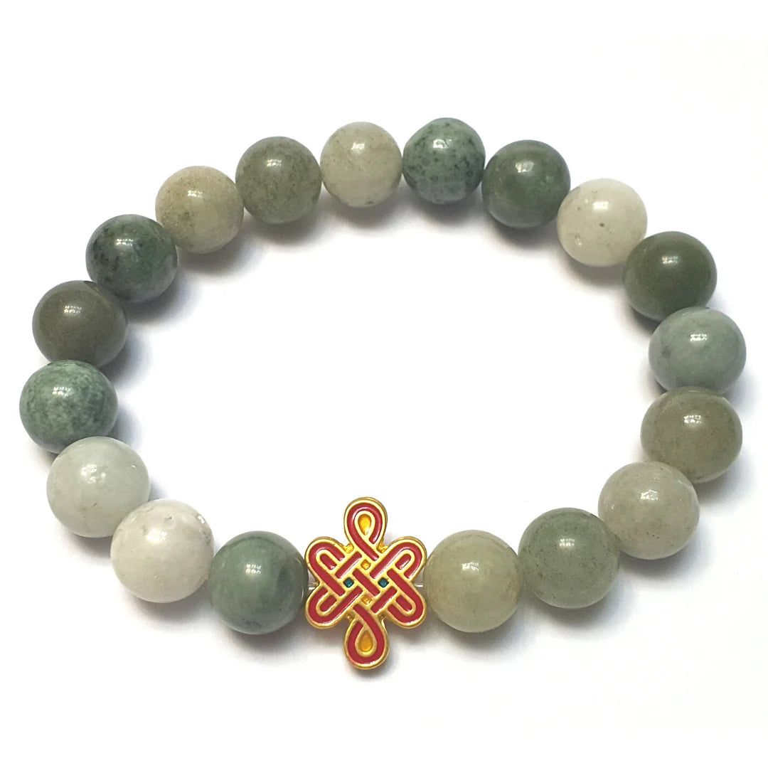 Gems Burmese jade with infinity knot gemstone bracelet