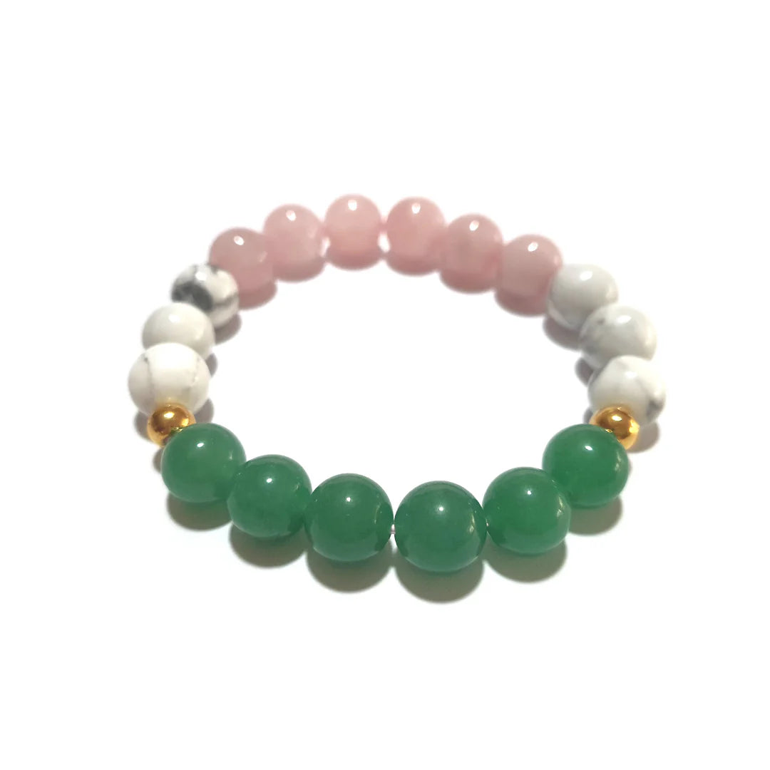 Gems Rose Quartz, Howlite, Aventurine Love gemstone bracelet