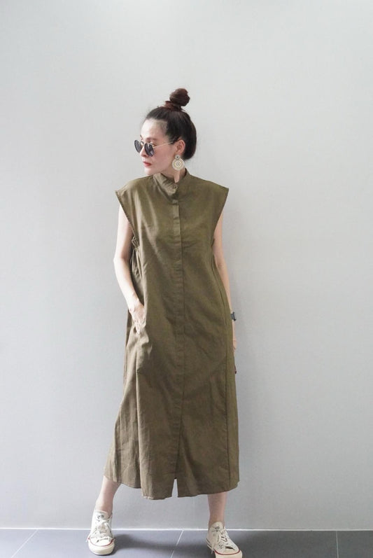 Katara Linen Maxi Polo Dress