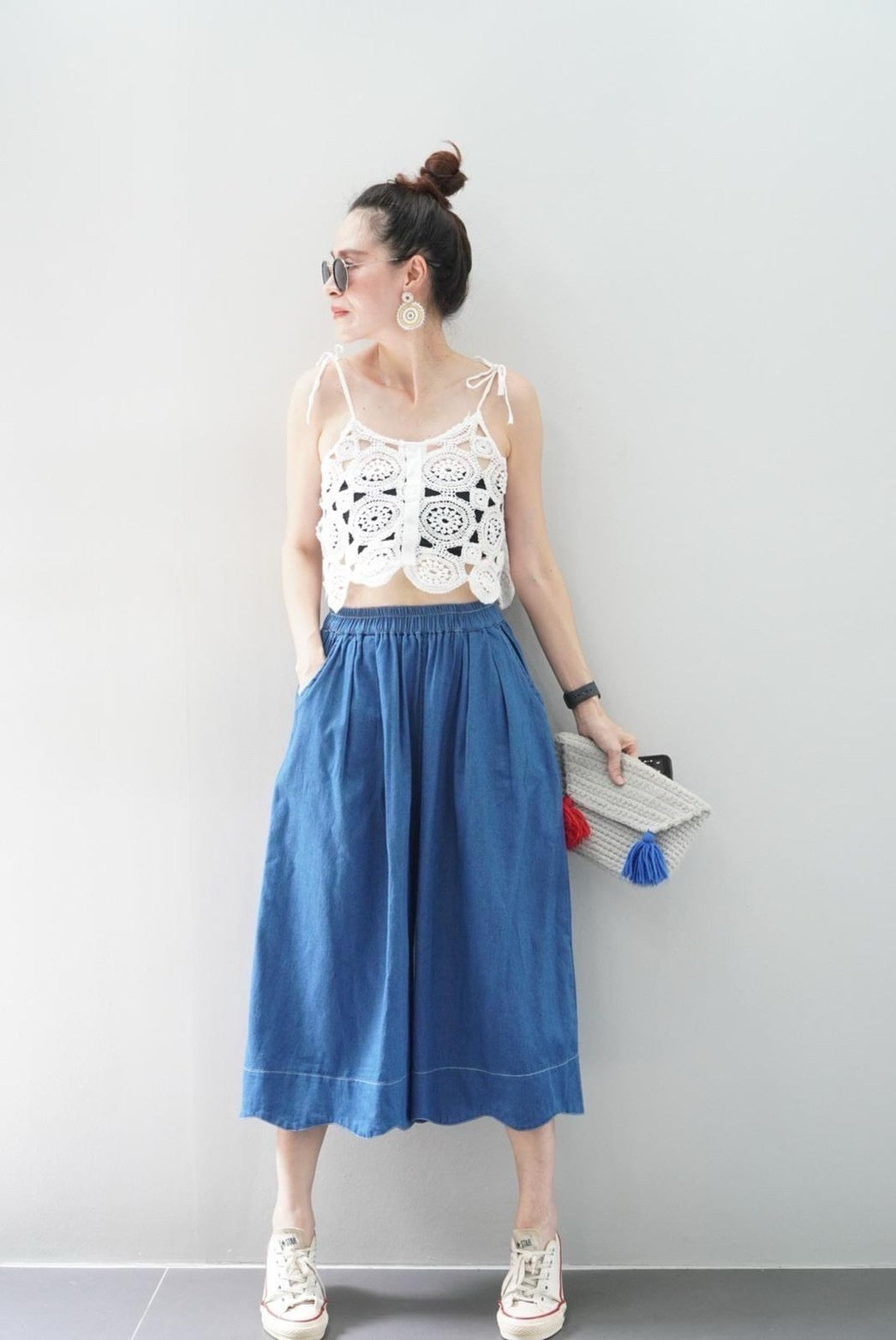 Scallop Denim Culottes