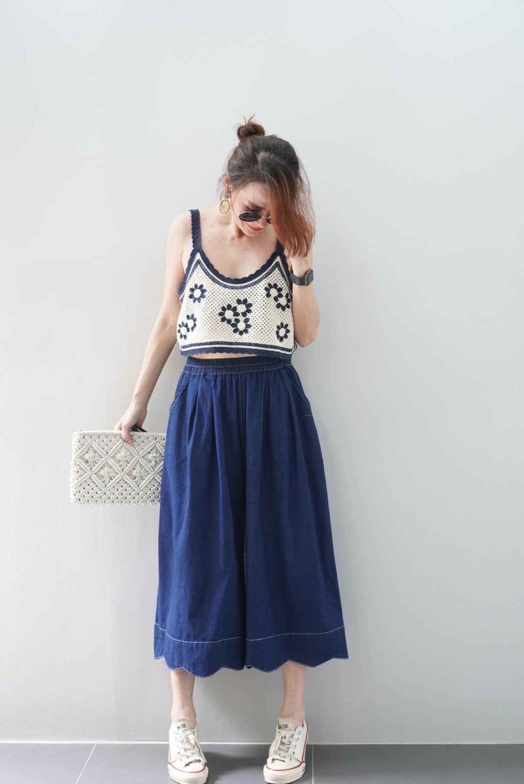 Scallop Denim Culottes