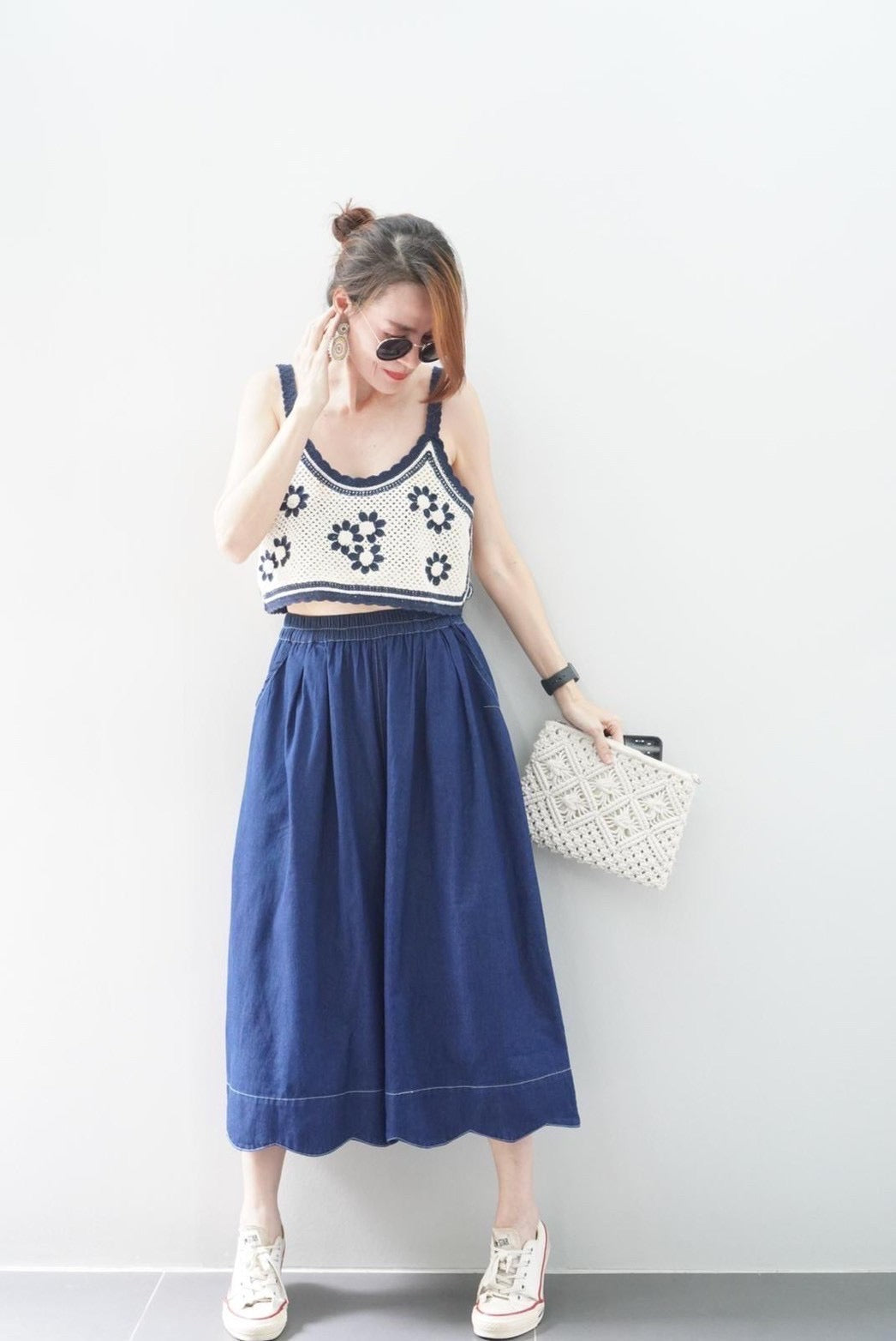 Scallop Denim Culottes