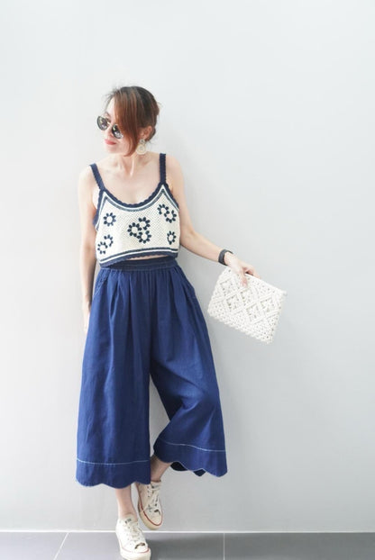 Scallop Denim Culottes