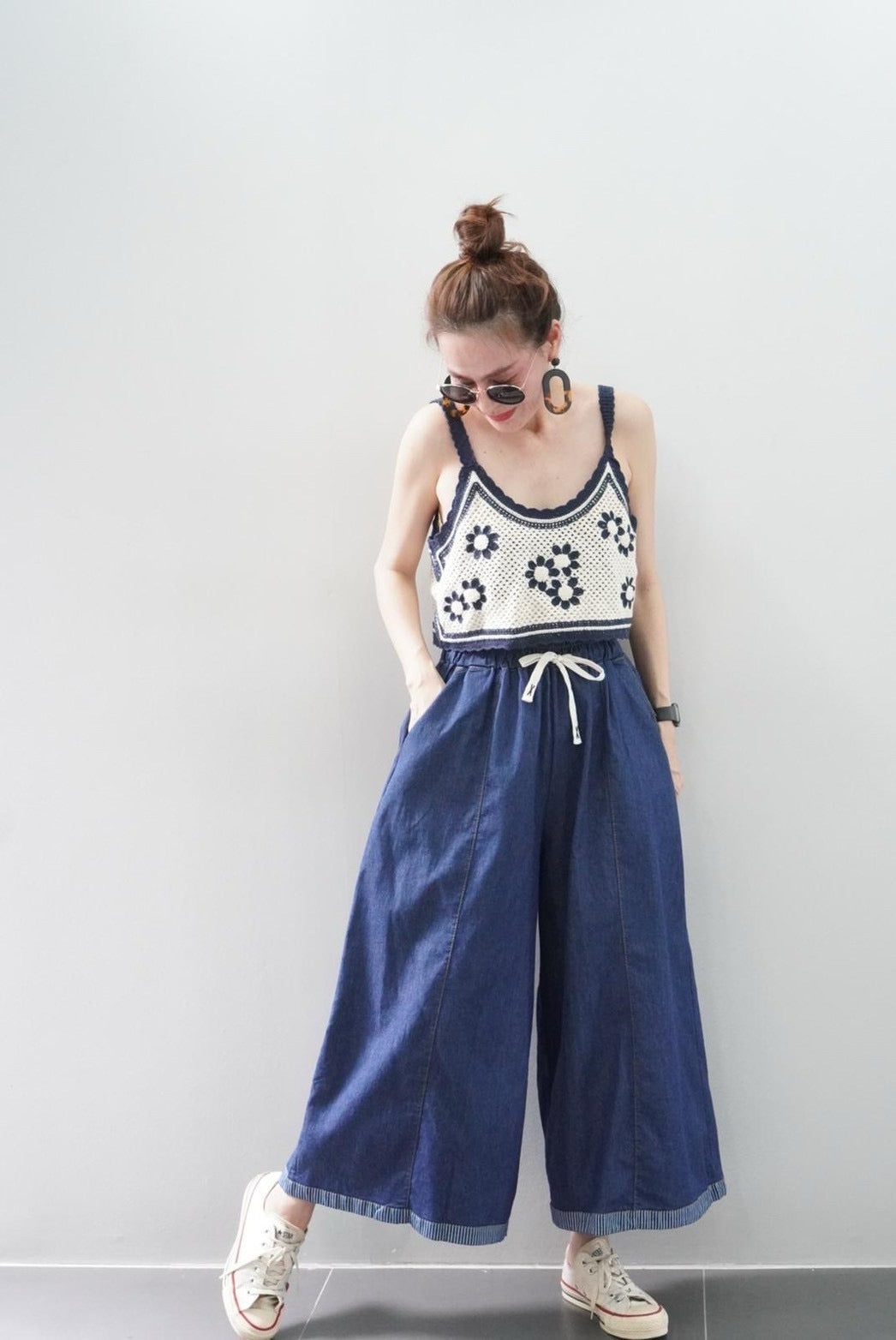 Disa Wide-leg Denim Pants