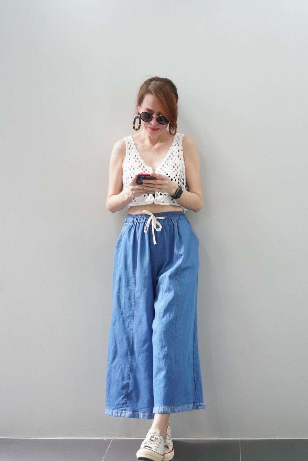 Disa Wide-leg Denim Pants