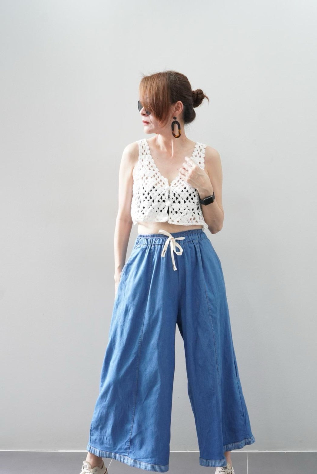 Disa Wide-leg Denim Pants