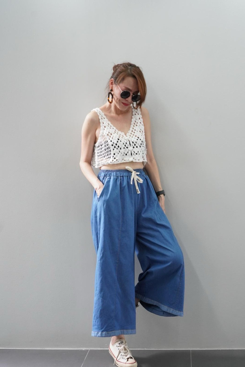 Disa Wide-leg Denim Pants