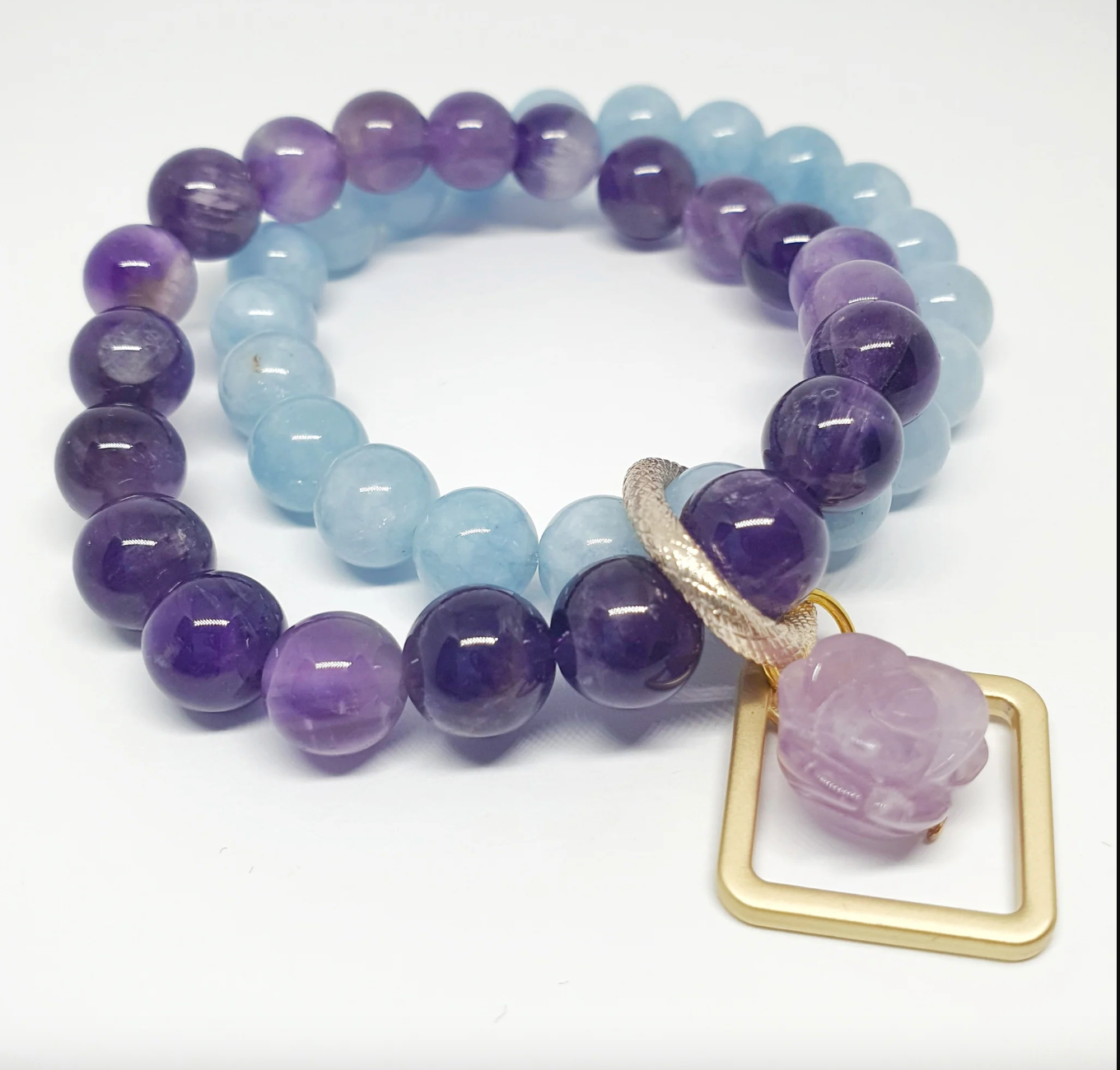 Gems Amethyst and Aquamarine Double Layer