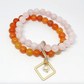 Gems Carnelian and Madagascar Rose Quartz Double Layer