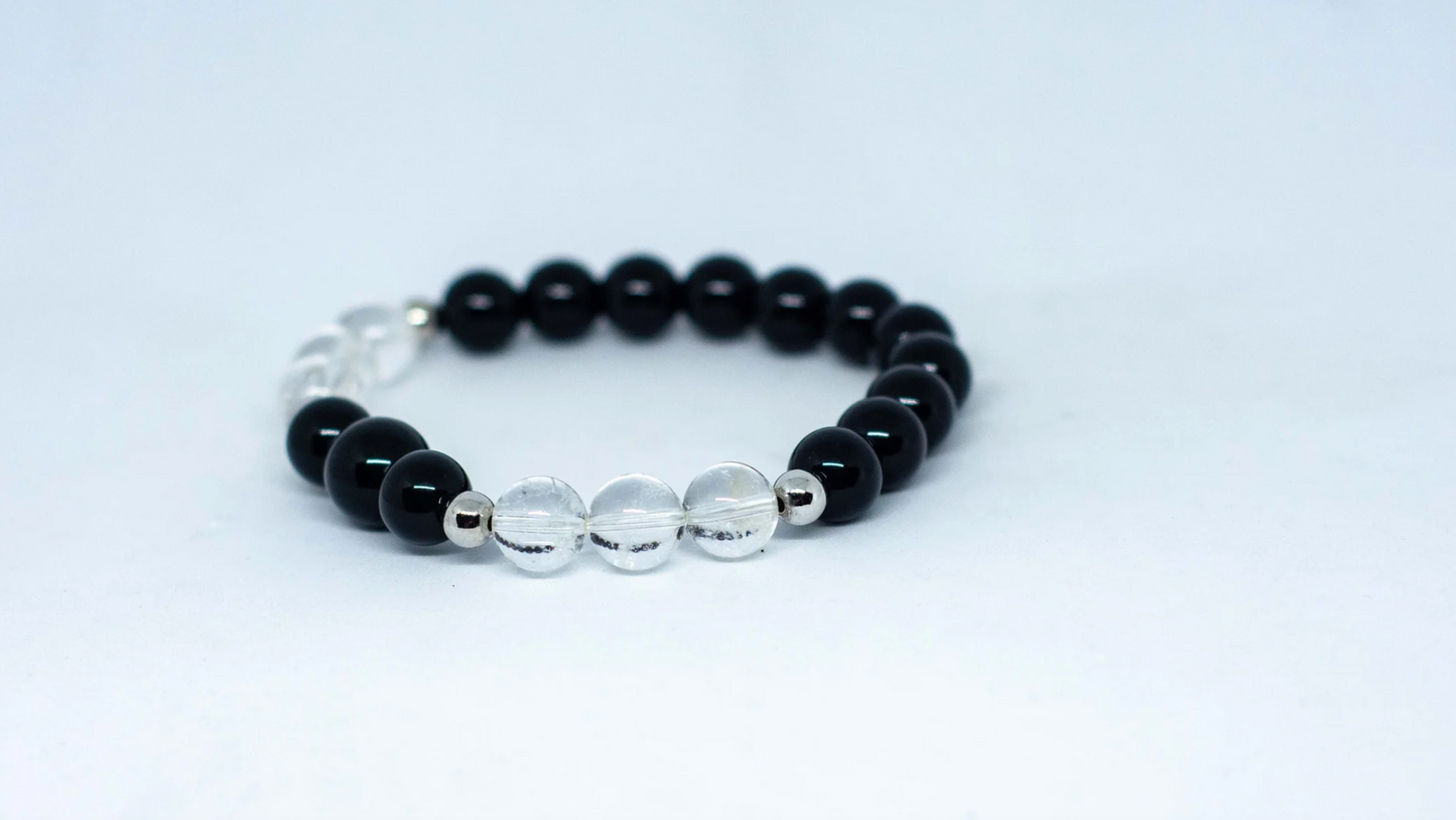 Gems Black Onyx and Clear Quartz for Protection