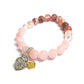 Gems Self Love fire quartz and rose quartz with double heart gemstone bracelet