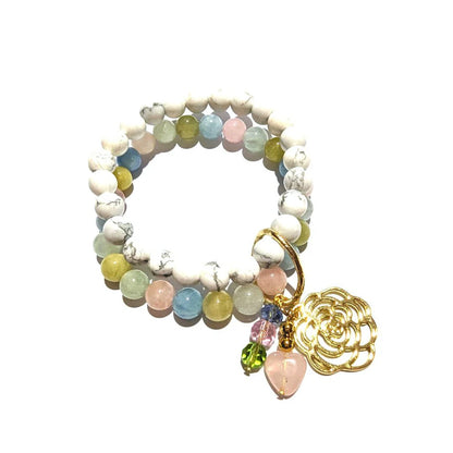 Gems Calm and happiness morganite and howlite gemstone bracelet