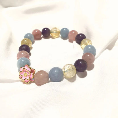 Gems All In One Bracelet Rose Quartz, Amethyst, Citrine, Aquamarine